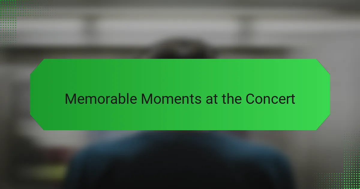 Memorable Moments at the Concert