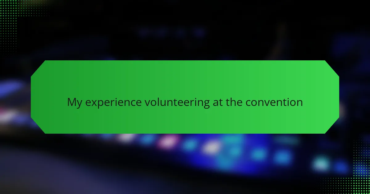 My experience volunteering at the convention