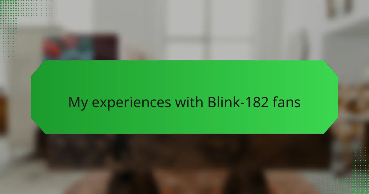 My experiences with Blink-182 fans