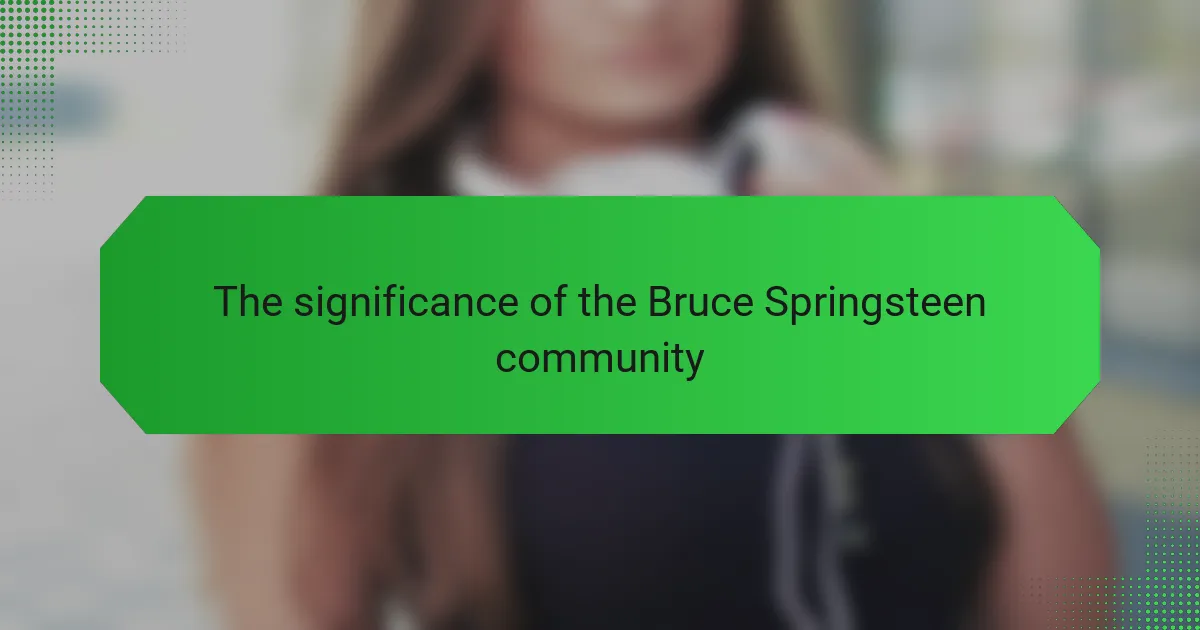 The significance of the Bruce Springsteen community
