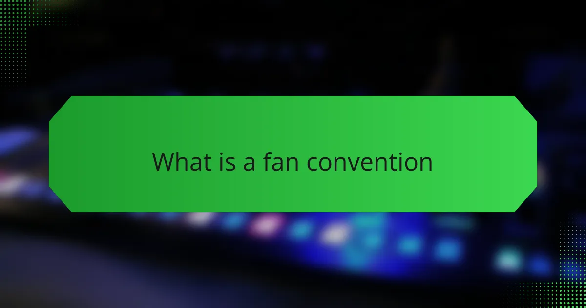 What is a fan convention